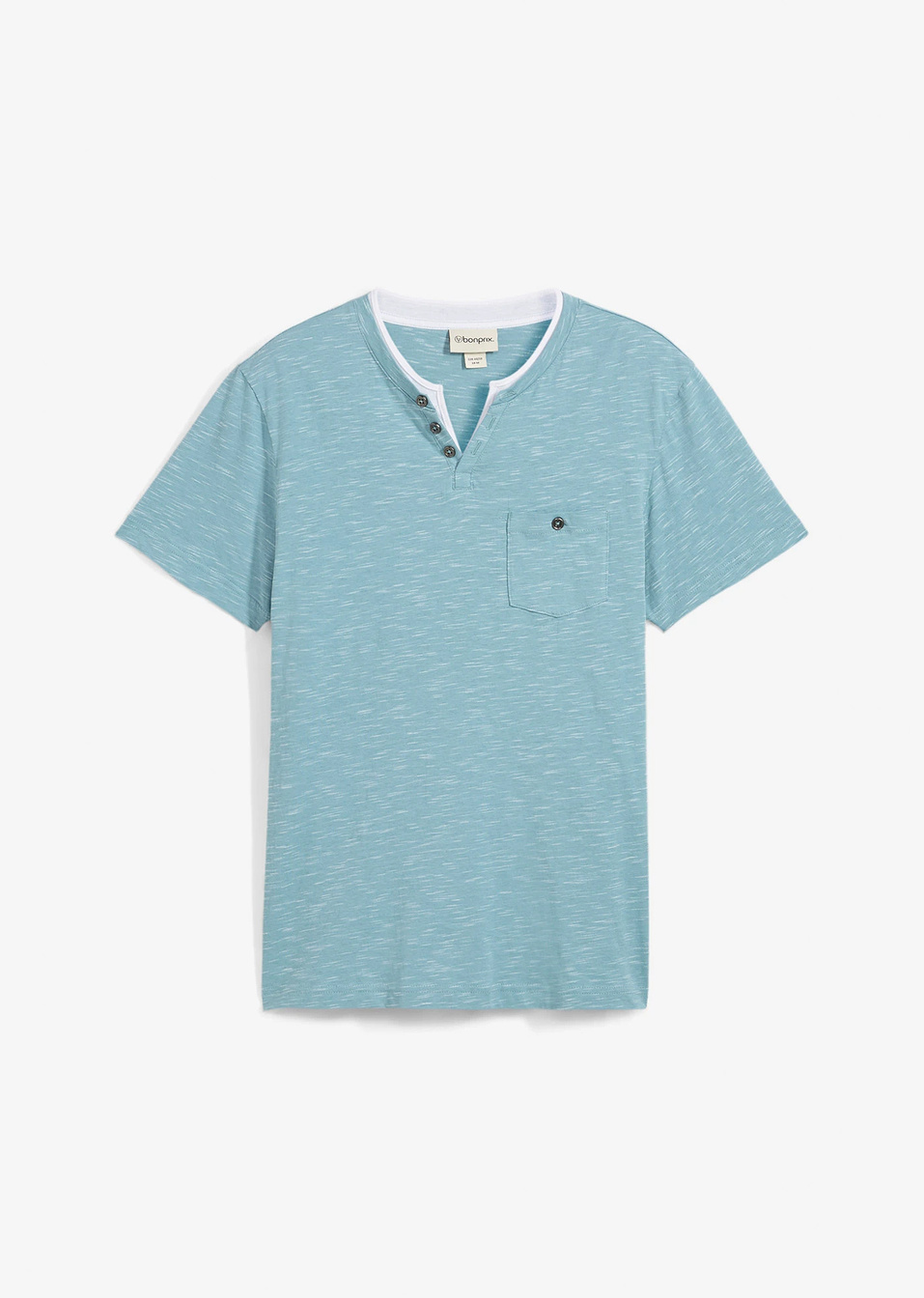 T-shirt 2-σε-1 regular fit-Μπλε οινοπνευματί μελανζέ-bpc bonprix collection