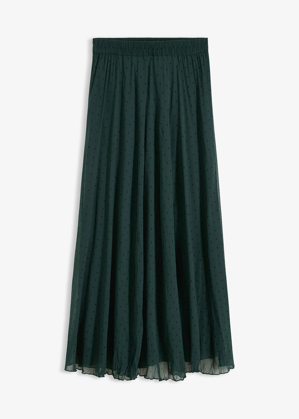 Φούστα από μουσελίνα-Πράσινο σκούρο/Μαύρο πουά-bpc selection bonprix collection