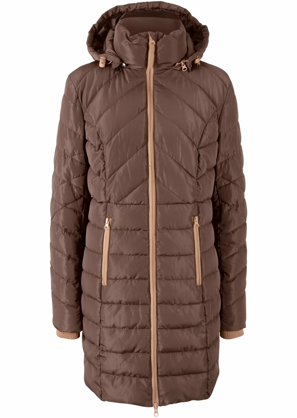 Μακρύ μπουφάν καπιτονέ-Καμηλό/Καφέ-bpc bonprix collection