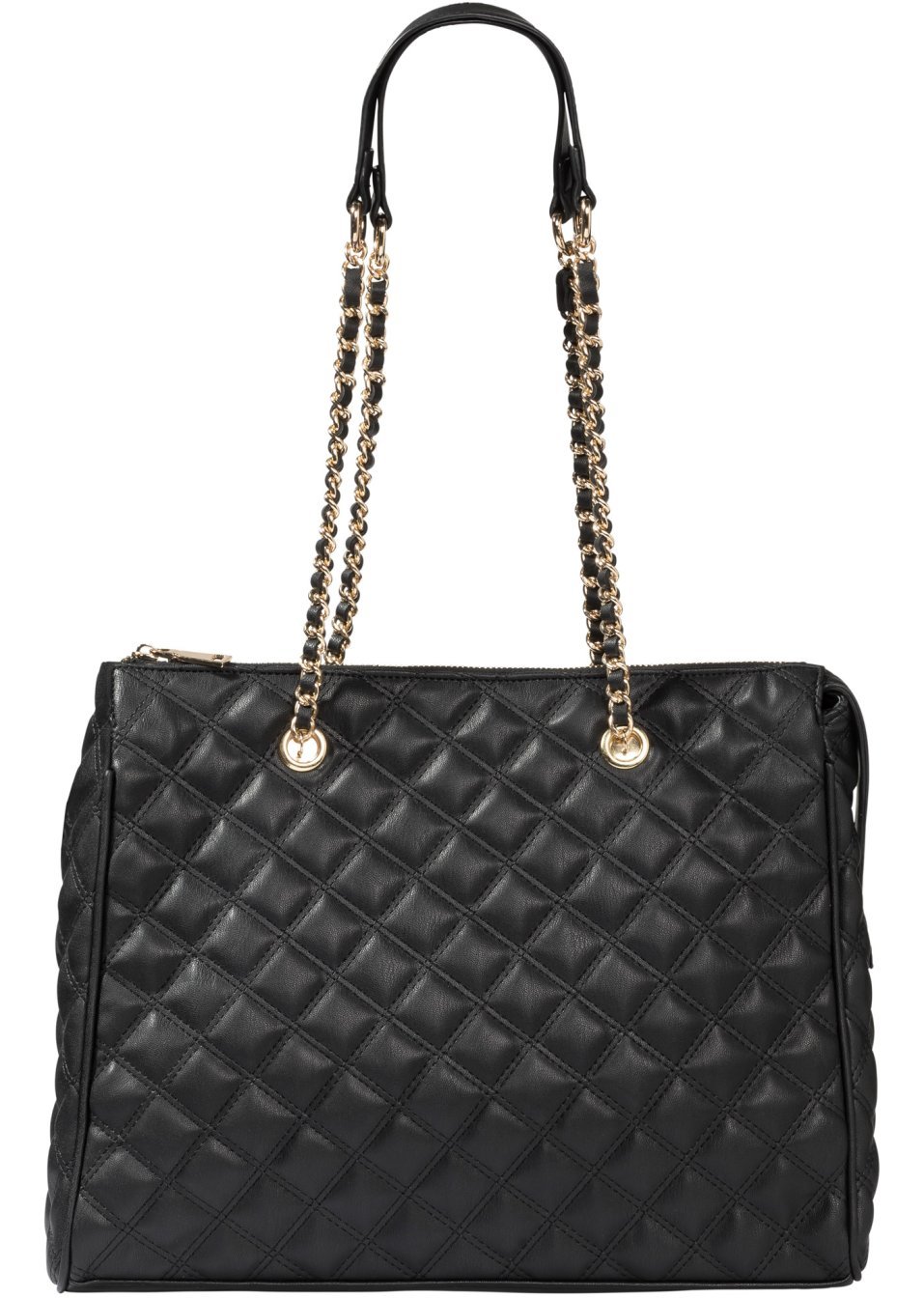 Капитонирана чанта shopper-Черно/Златисто-bpc bonprix collection