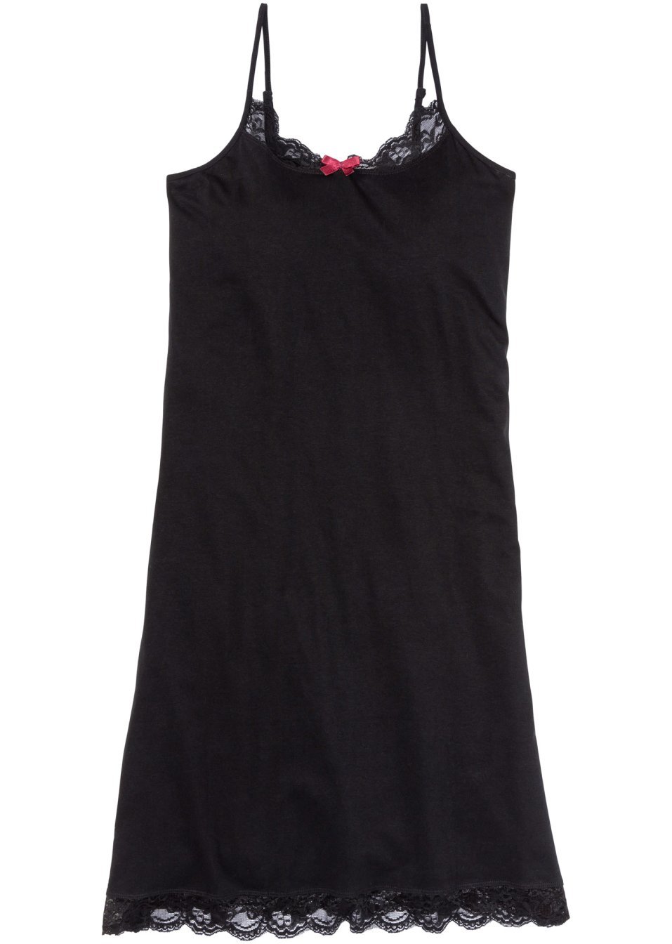 Нощница с тънки презрамки-Черно-bpc bonprix collection