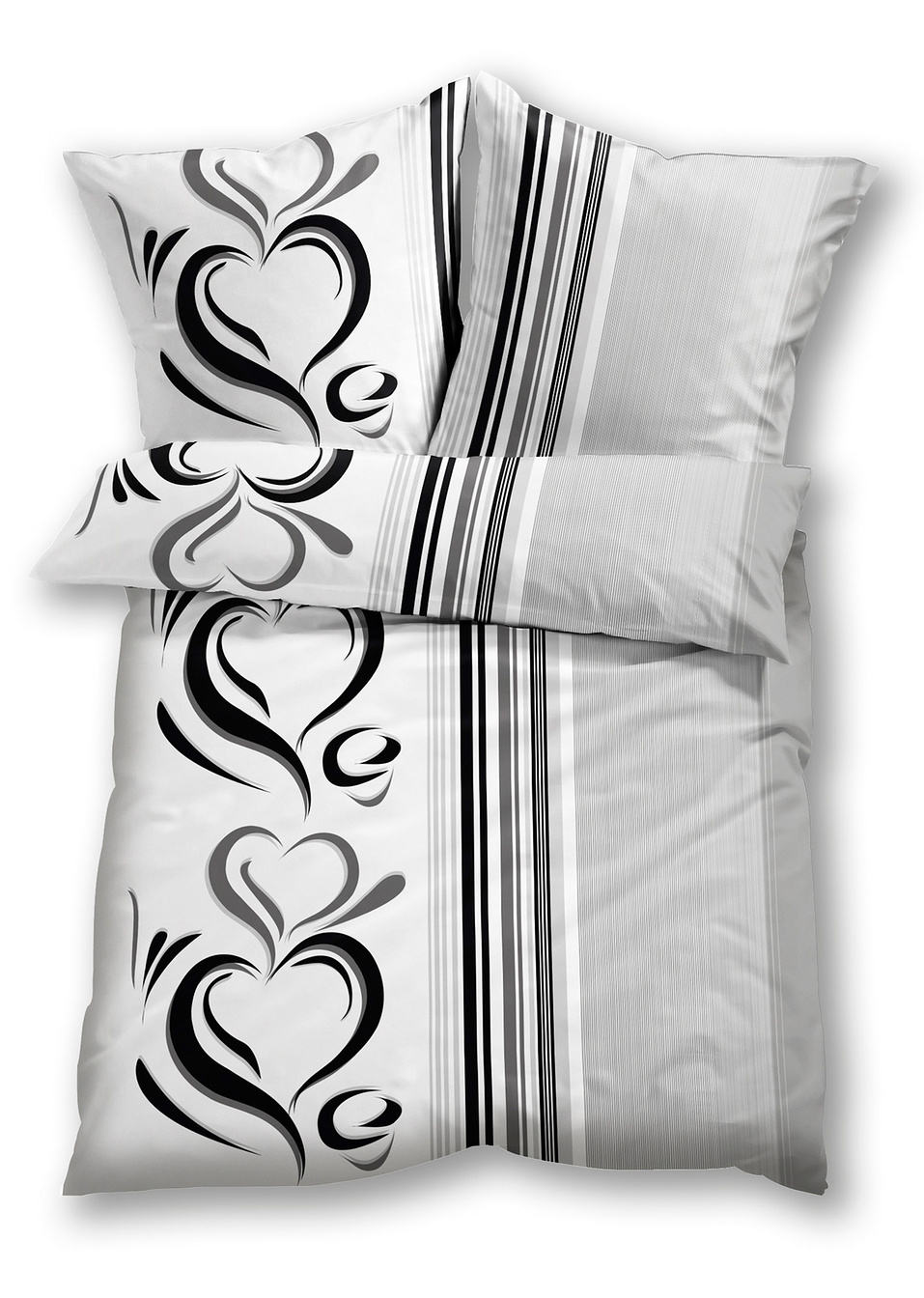 Παπλωματοθήκη με καρδιές-Γκρι-bpc living bonprix collection