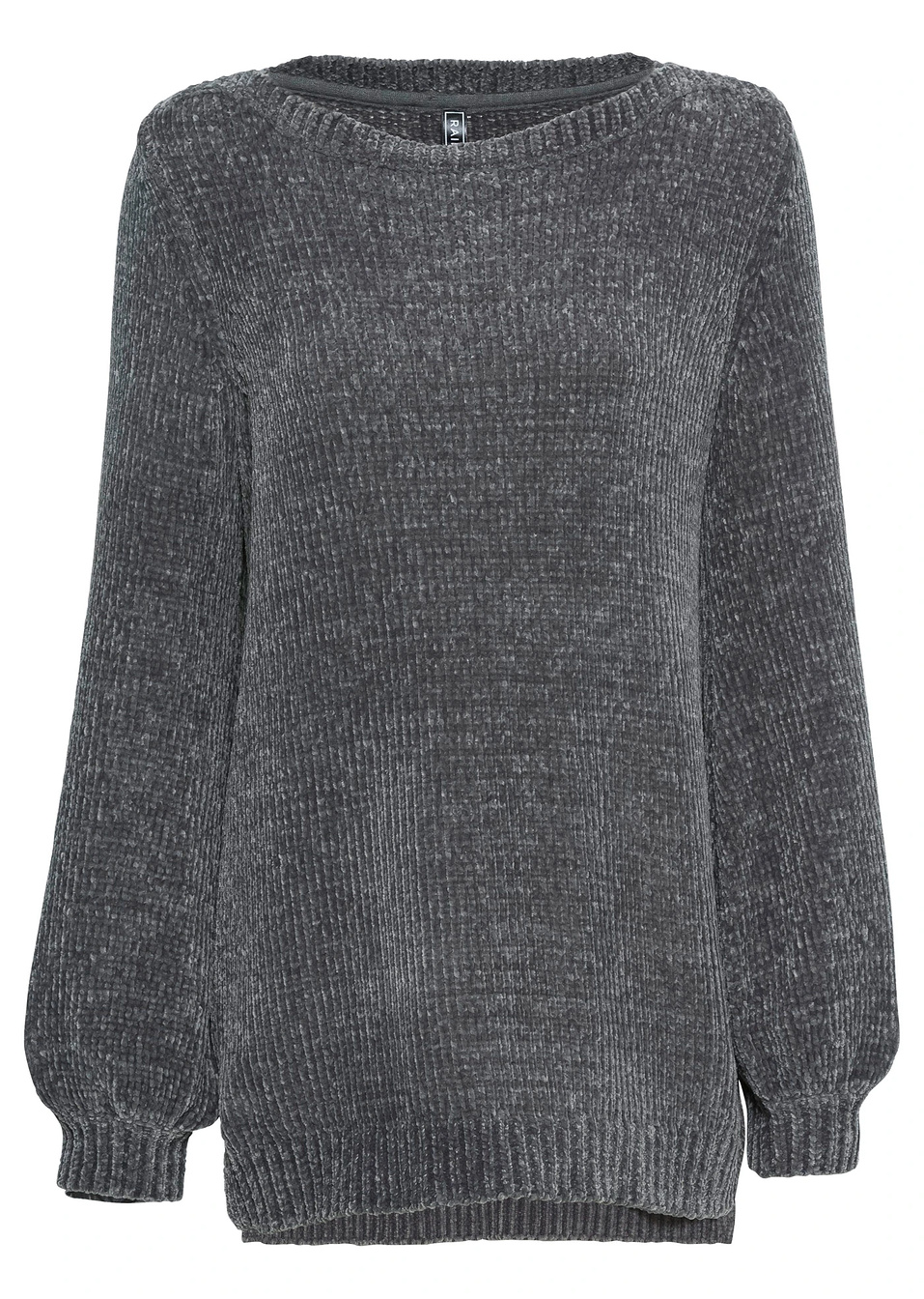 Μακρύ πουλόβερ σενίλ-Ανθρακί-RAINBOW