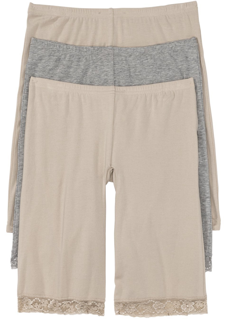 Μακρύ σορτς (συσκευασία των 3)-Nude/Γκρι ανοιχτό μελανζέ-bpc selection bonprix collection