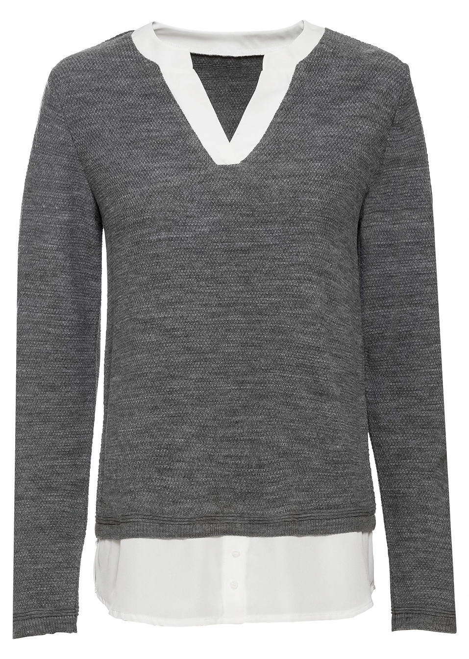 Πουλόβερ 2-σε-1-Γκρι μελανζέ-BODYFLIRT