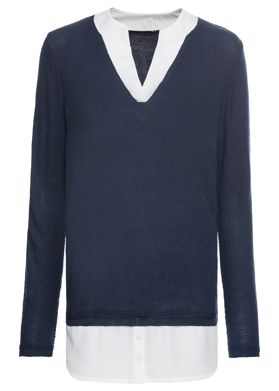 Πουλόβερ 2-σε-1-Μπλε σκούρο-BODYFLIRT