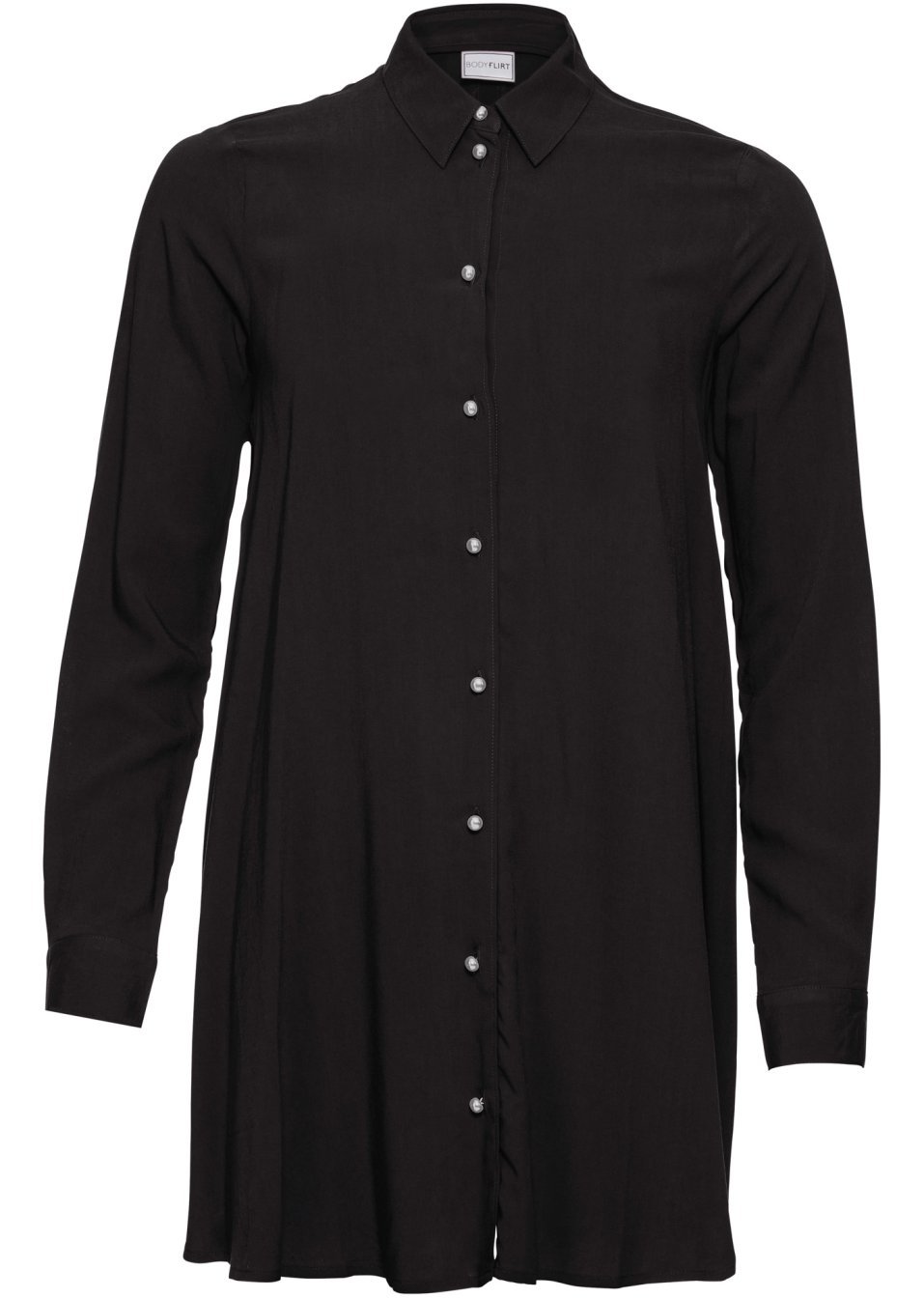 Πουκάμισο με κουμπιά με μαργαριταρένια εμφάνιση-Μαύρο-BODYFLIRT