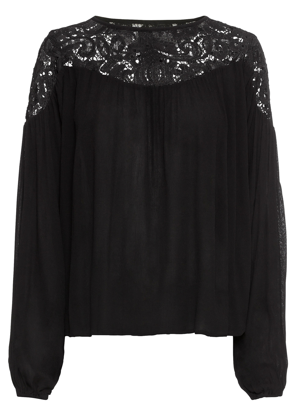 Туника с дантела-Черно-BODYFLIRT