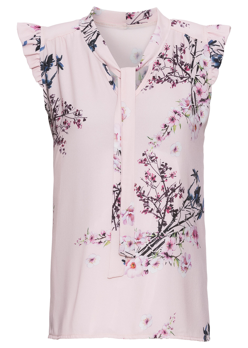 Пъстра блуза с панделка-Розово флорално-BODYFLIRT