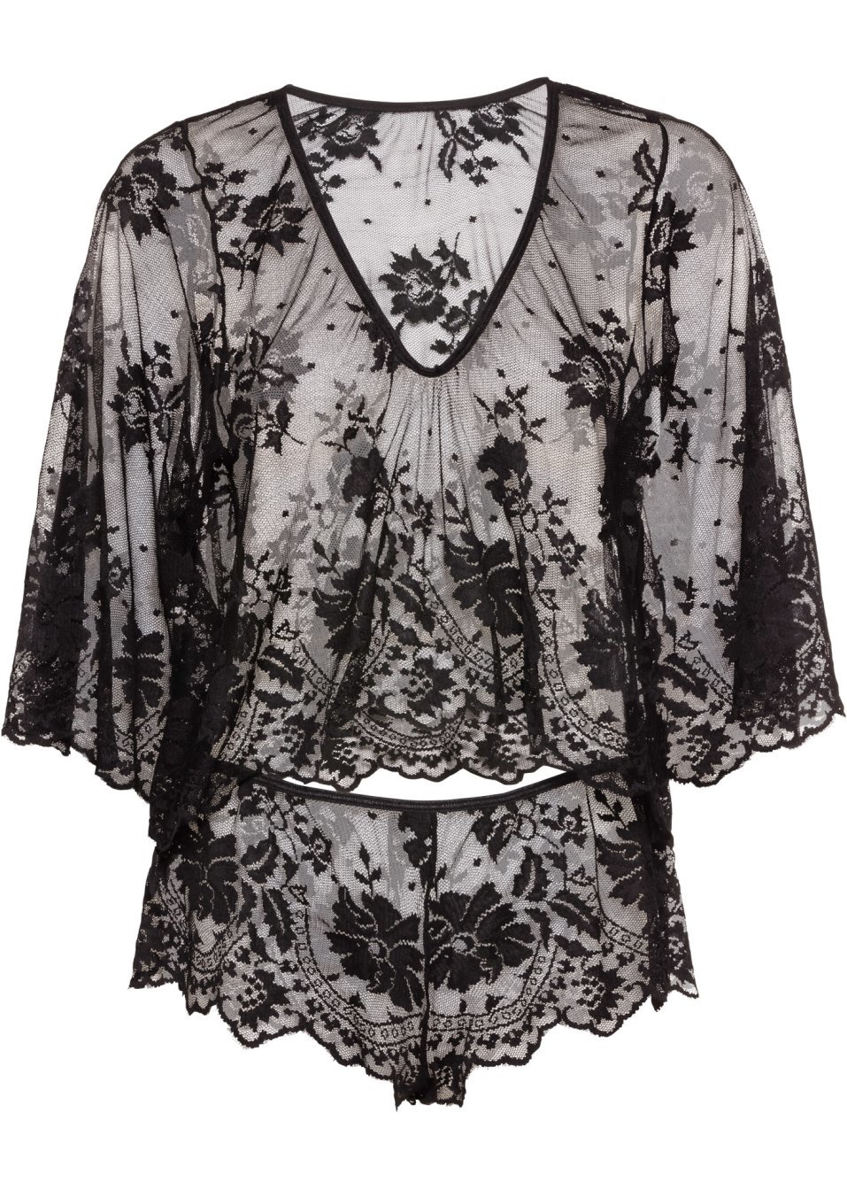 Μακρυμάνικο τοπ + Φαρδύ σλιπ (σετ 2 τεμ.)-Μαύρο-Venus