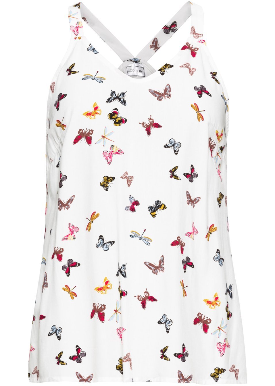 Разкрояващ се потник-Бяло пъстро-BODYFLIRT