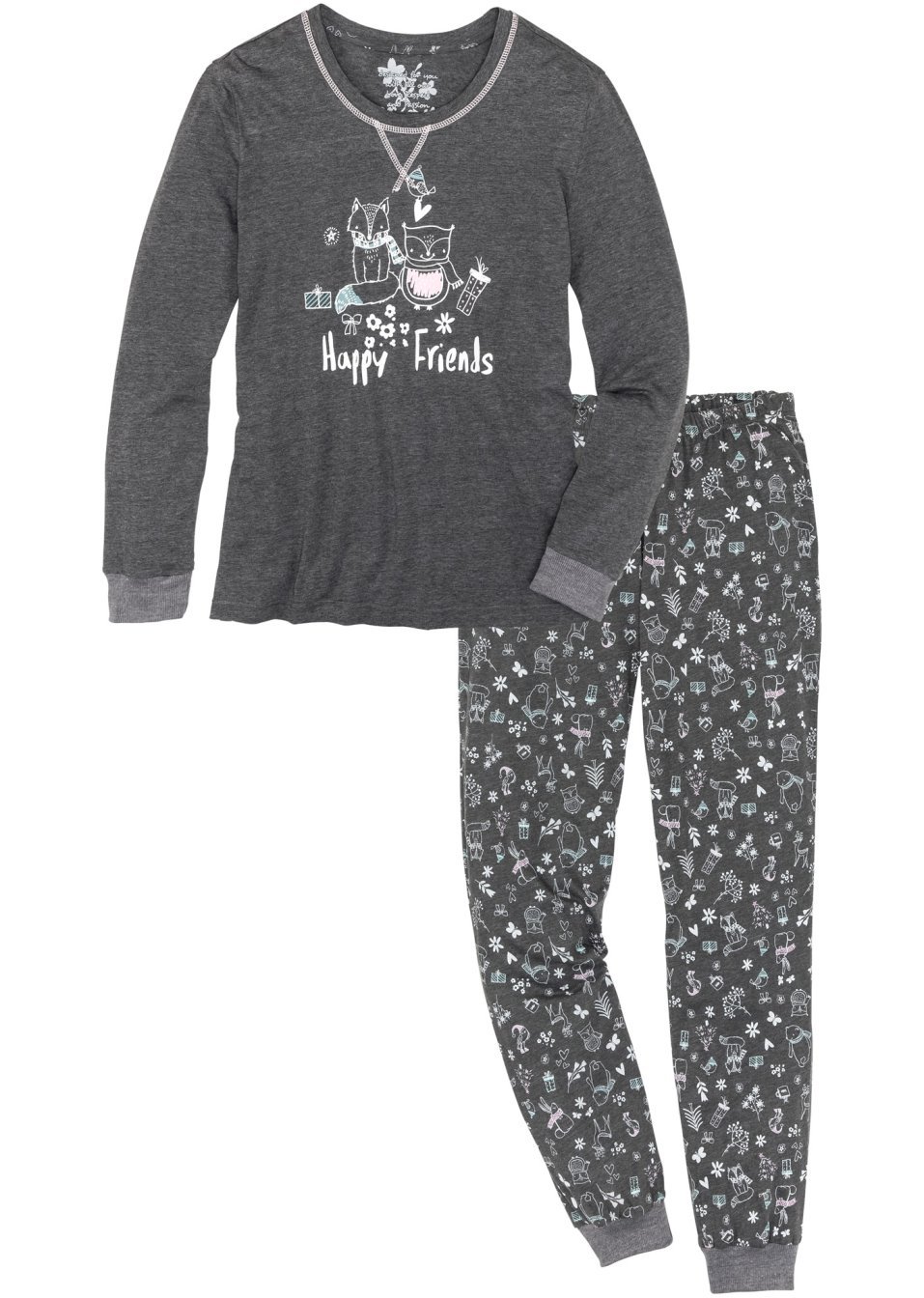 Πιτζάμα-Ανθρακί μελανζέ εμπριμέ-RAINBOW