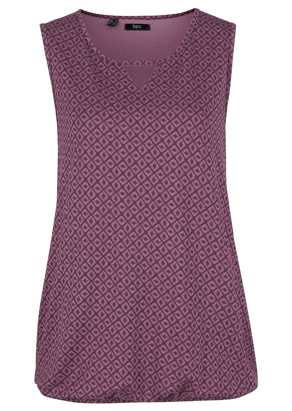 Τοπ με λάστιχο-Μωβ του μούρου εμπριμέ-bpc bonprix collection