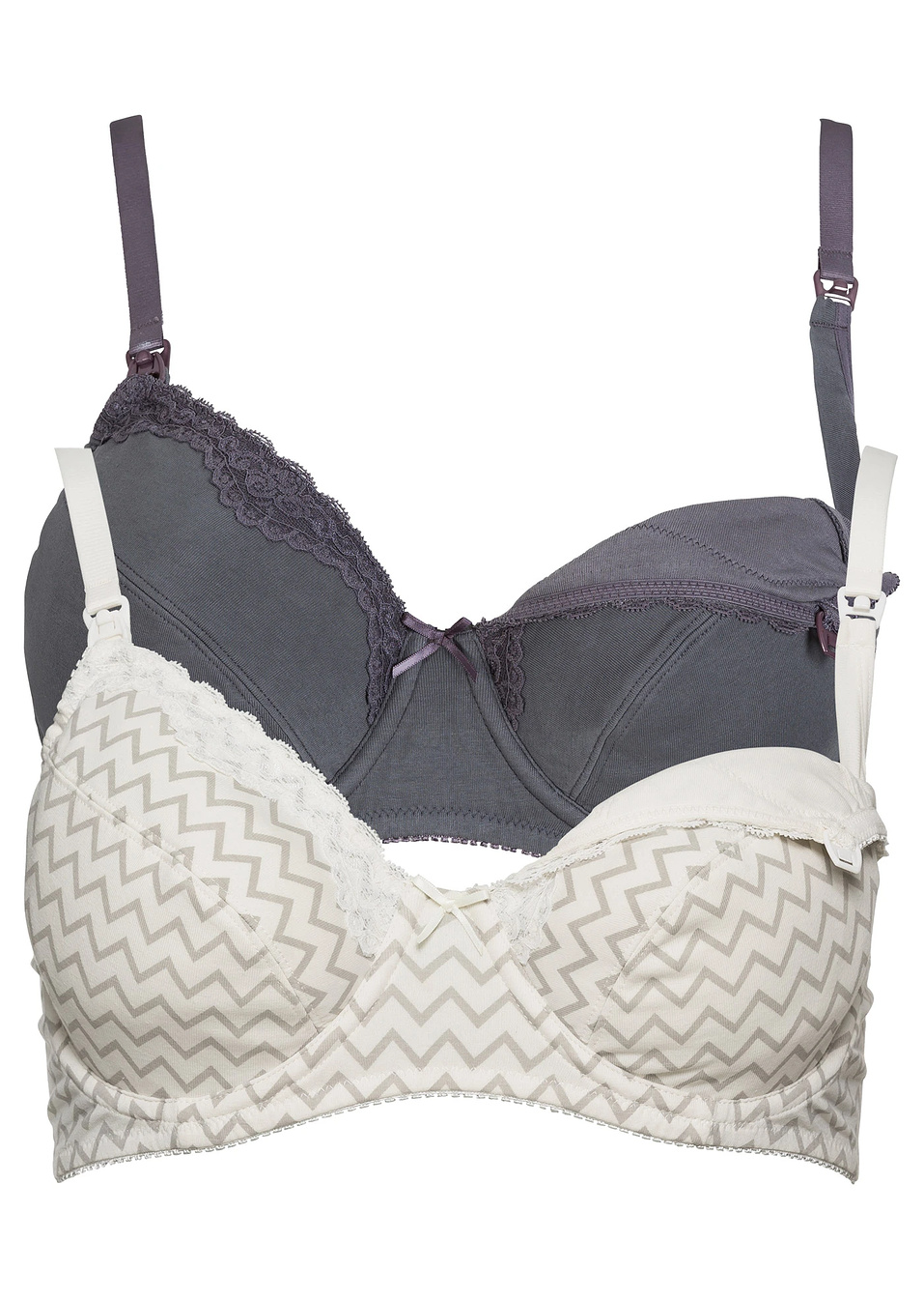 Сутиен за кърмене (опаковка с 2 бр.)-Екрю/Сиво + Антрацитно-