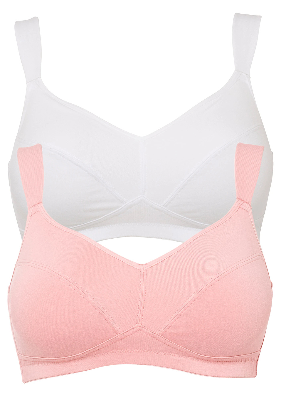 Σουτιέν χωρίς μπανέλα από βιολογικό βαμβάκι (συσκευασία των 2)-Λευκό + Ροζ-bpc bonprix collection
