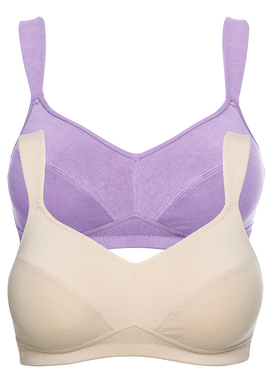 Σουτιέν χωρίς μπανέλα από βιολογικό βαμβάκι (συσκευασία των 2)-Λιλά + Της άμμου-bpc bonprix collection