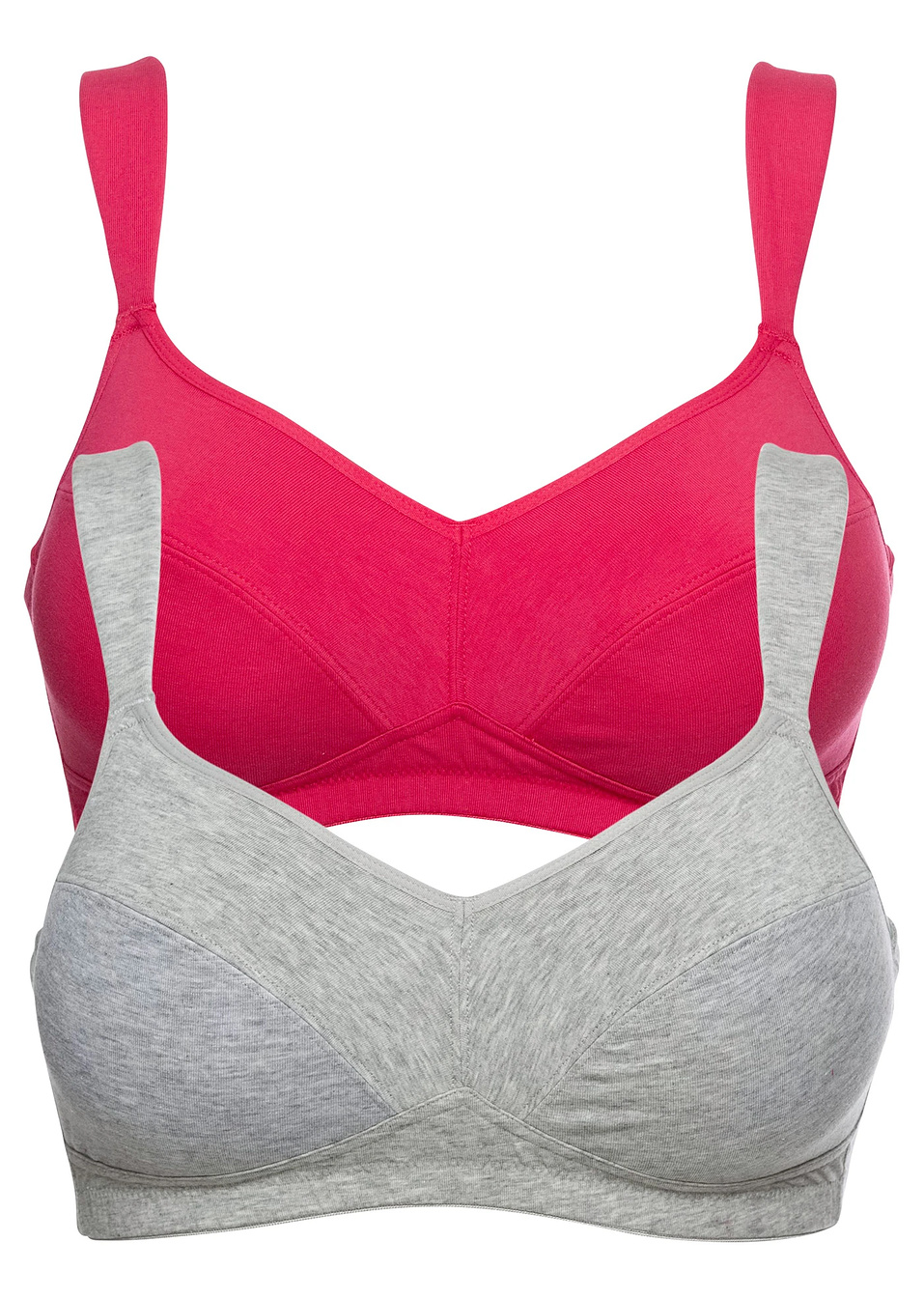 Σουτιέν χωρίς μπανέλα από βιολογικό βαμβάκι (συσκευασία των 2)-Του ιβίσκου + Γκρι ανοιχτό μελανζέ-bpc bonprix collection