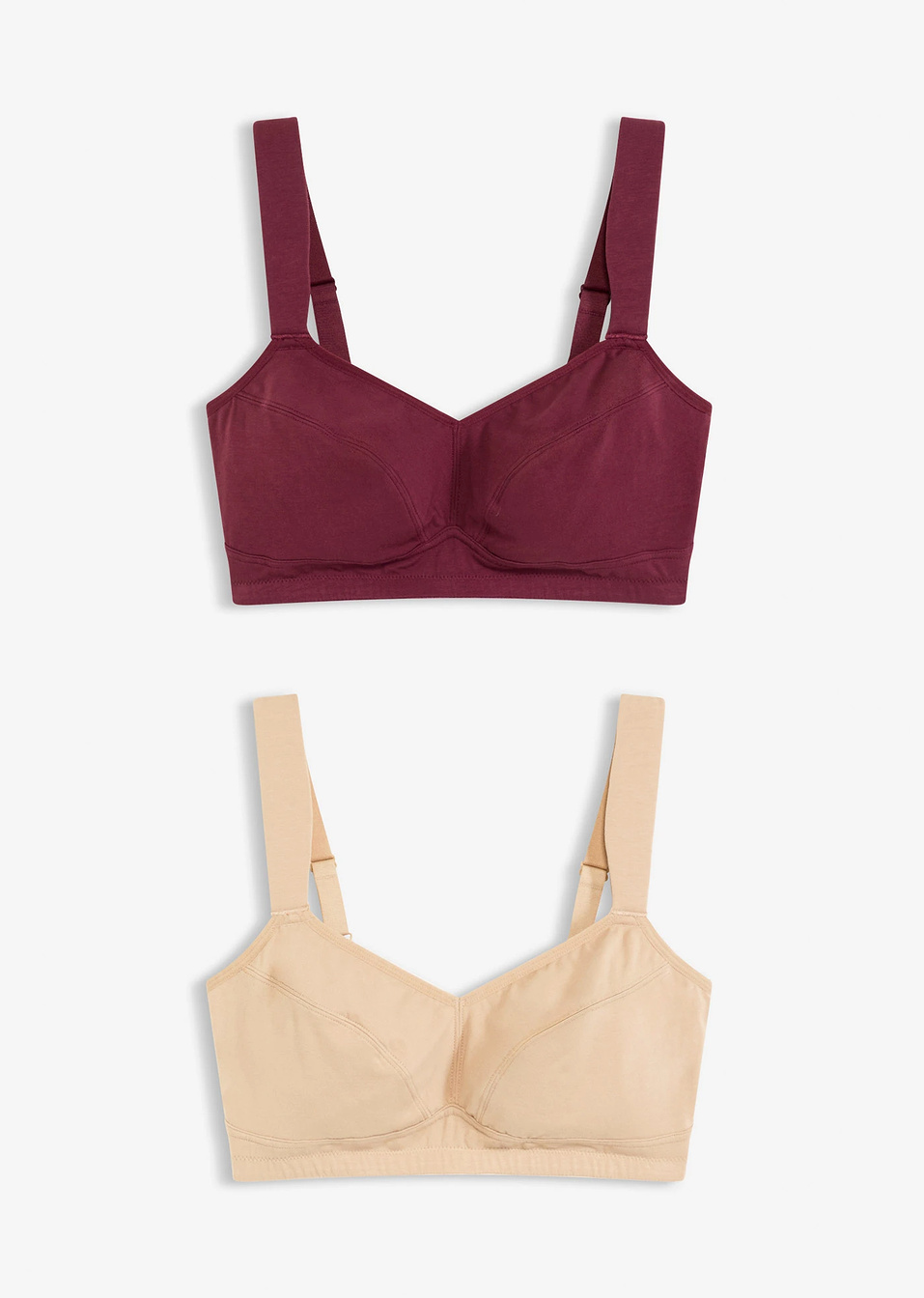 Σουτιέν χωρίς μπανέλα από βιολογικό βαμβάκι (συσκευασία των 2)-Καμηλό + Του μούρου-bpc bonprix collection