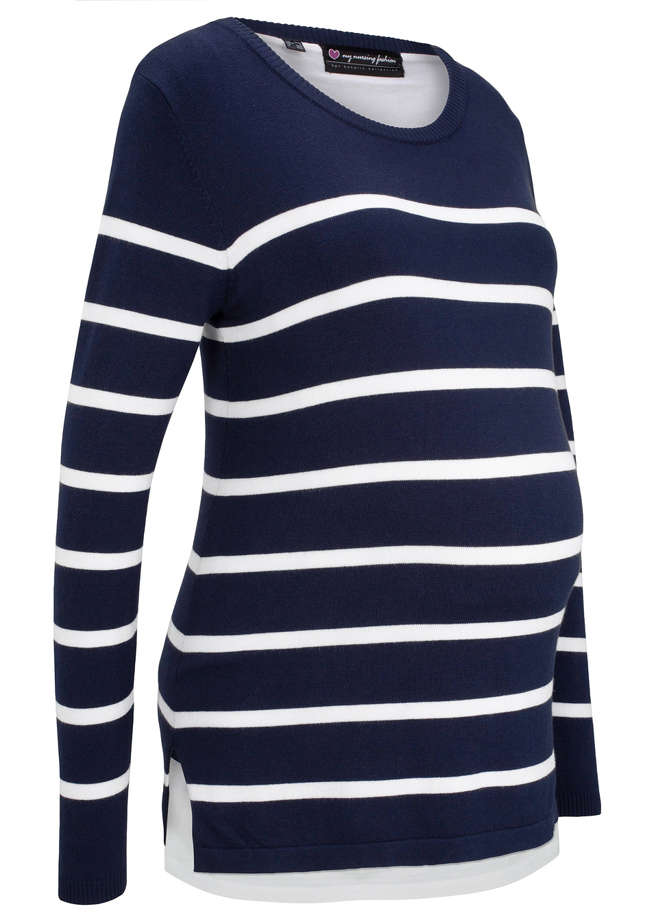 Πουλόβερ εγκυμοσύνης και θηλασμού-Μπλε σκούρο/Λευκό ριγέ-bpc bonprix collection