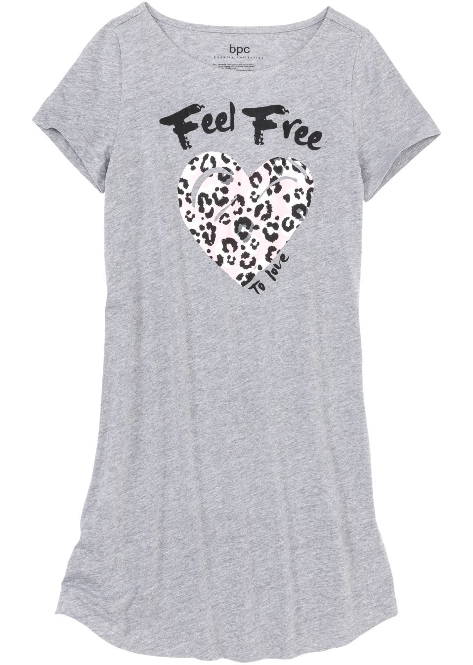 Нощница-Сиво меланж/Розово пудрено с щампа-bpc bonprix collection