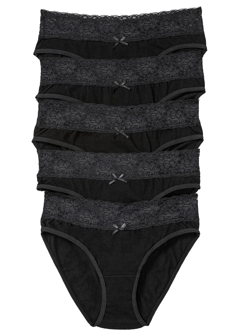 Σλιπ με δαντέλα (συσκευασία των 5)-Μαύρο-bpc bonprix collection