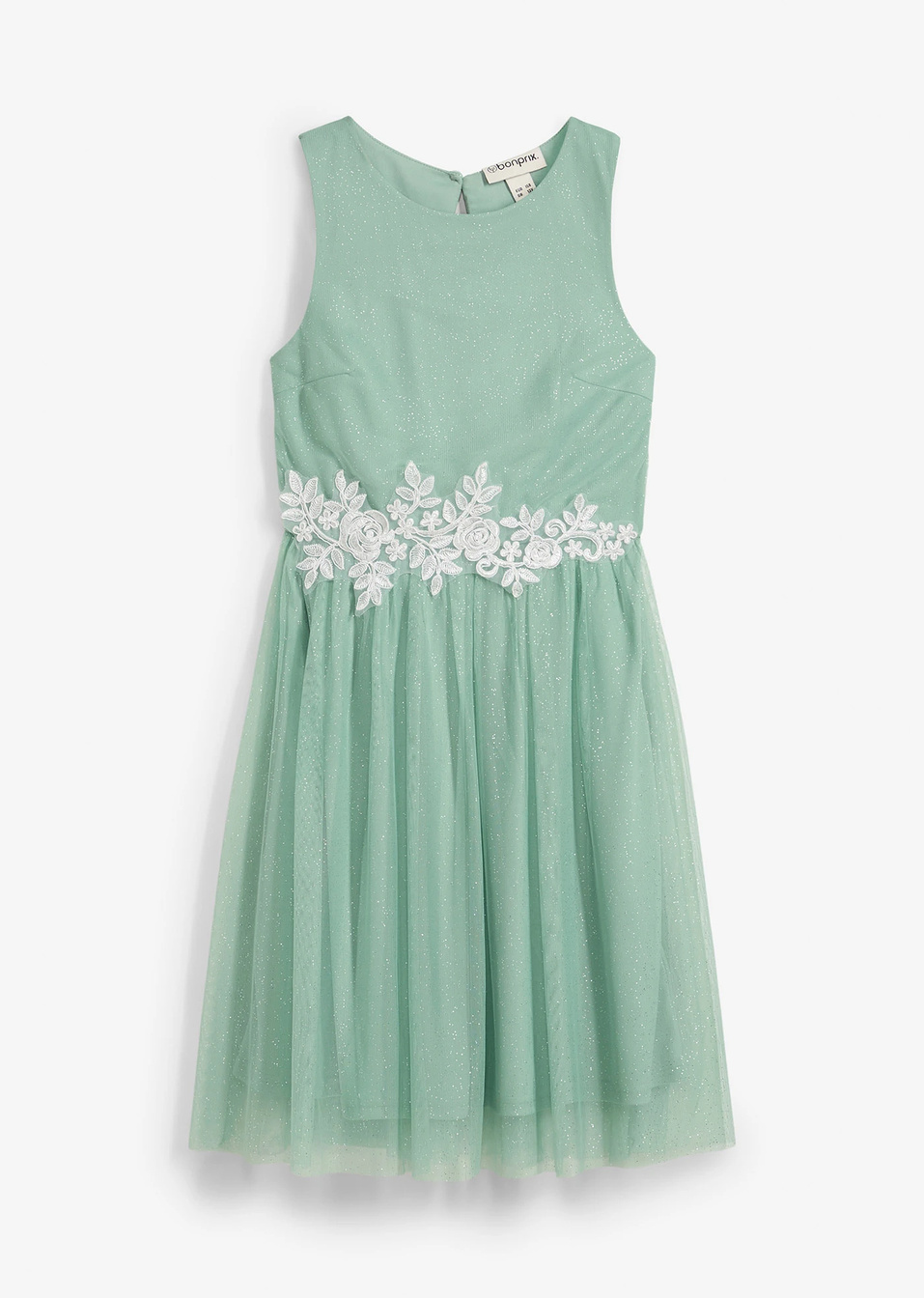 Φόρεμα midi με προσθήκη δαντέλας-Πράσινο παστέλ-bpc bonprix collection