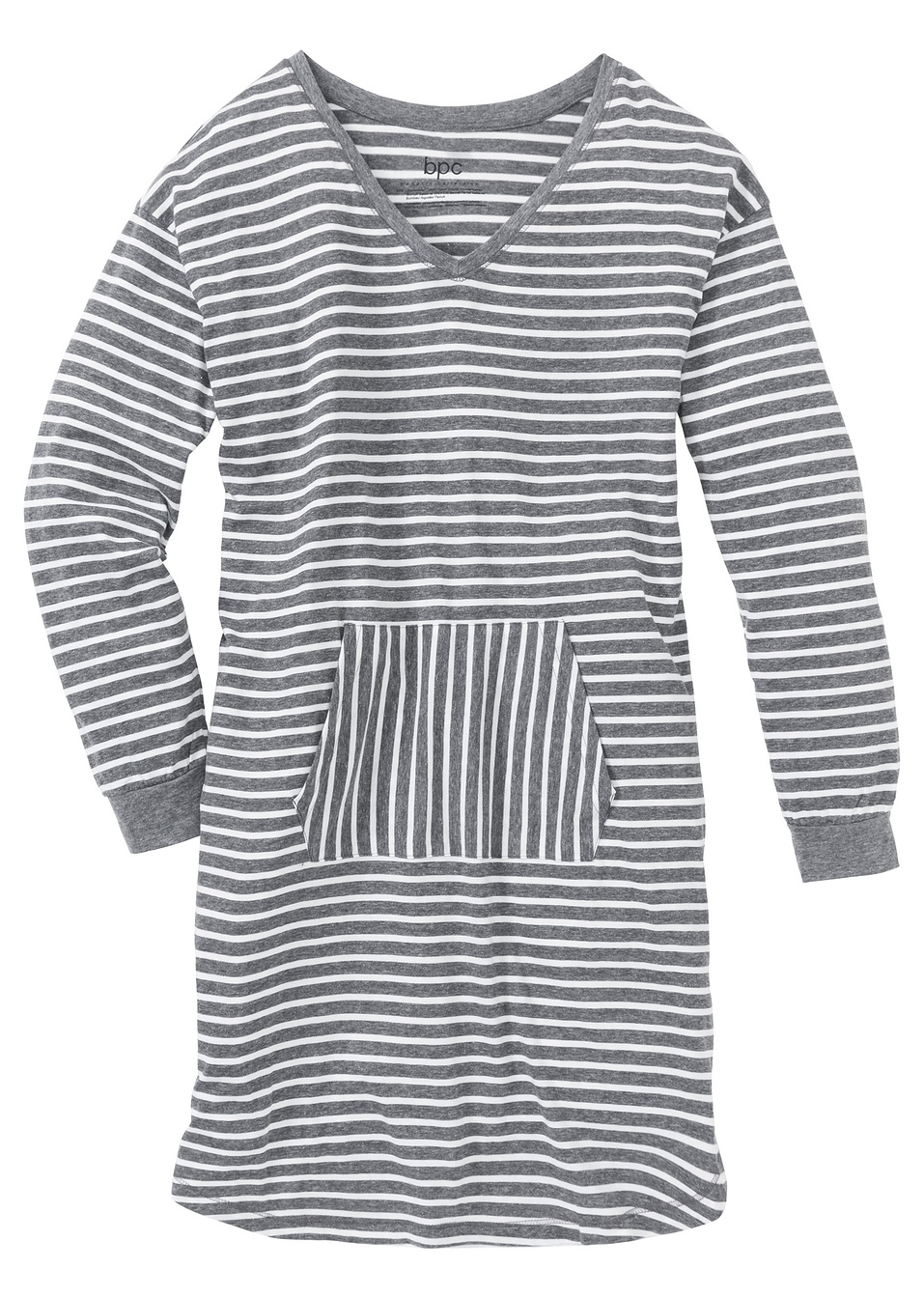 Нощница-Сиво меланжирано/Бяло кремаво на райета-bpc bonprix collection