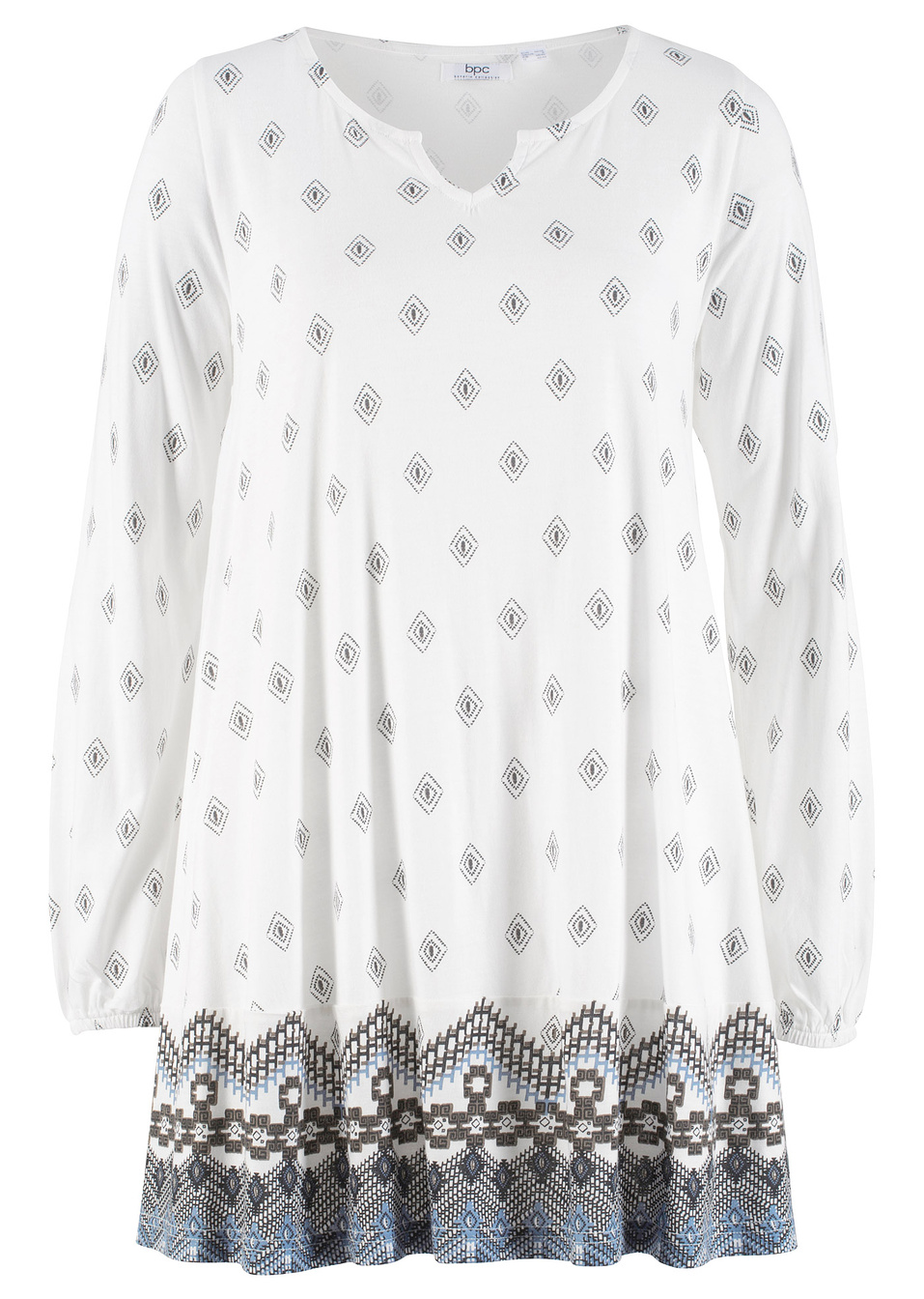 Туника с дълъг ръкав от жарсе-Бяло кремаво пъстро-bpc bonprix collection