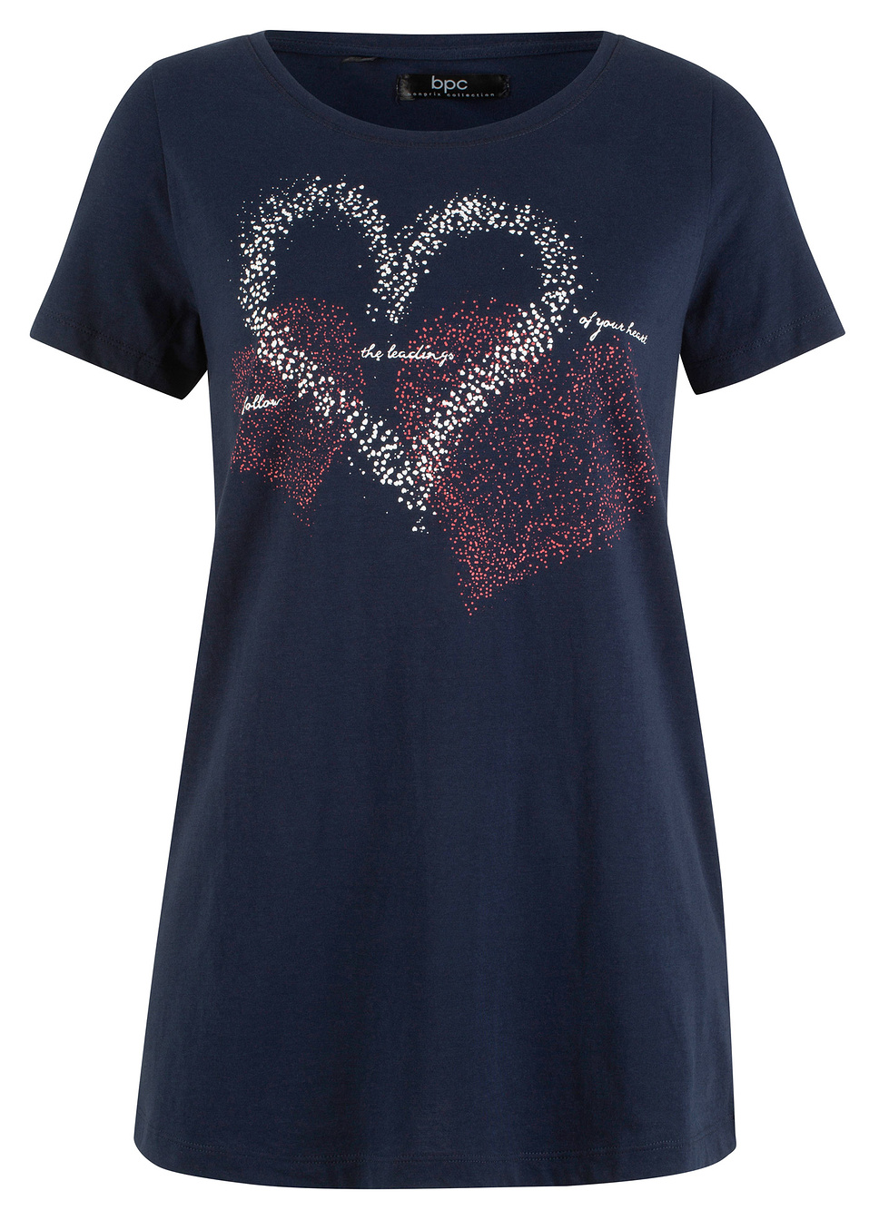 Κοντομάνικη μπλούζα με καρδιά-Μπλε σκούρο με στάμπα-bpc bonprix collection