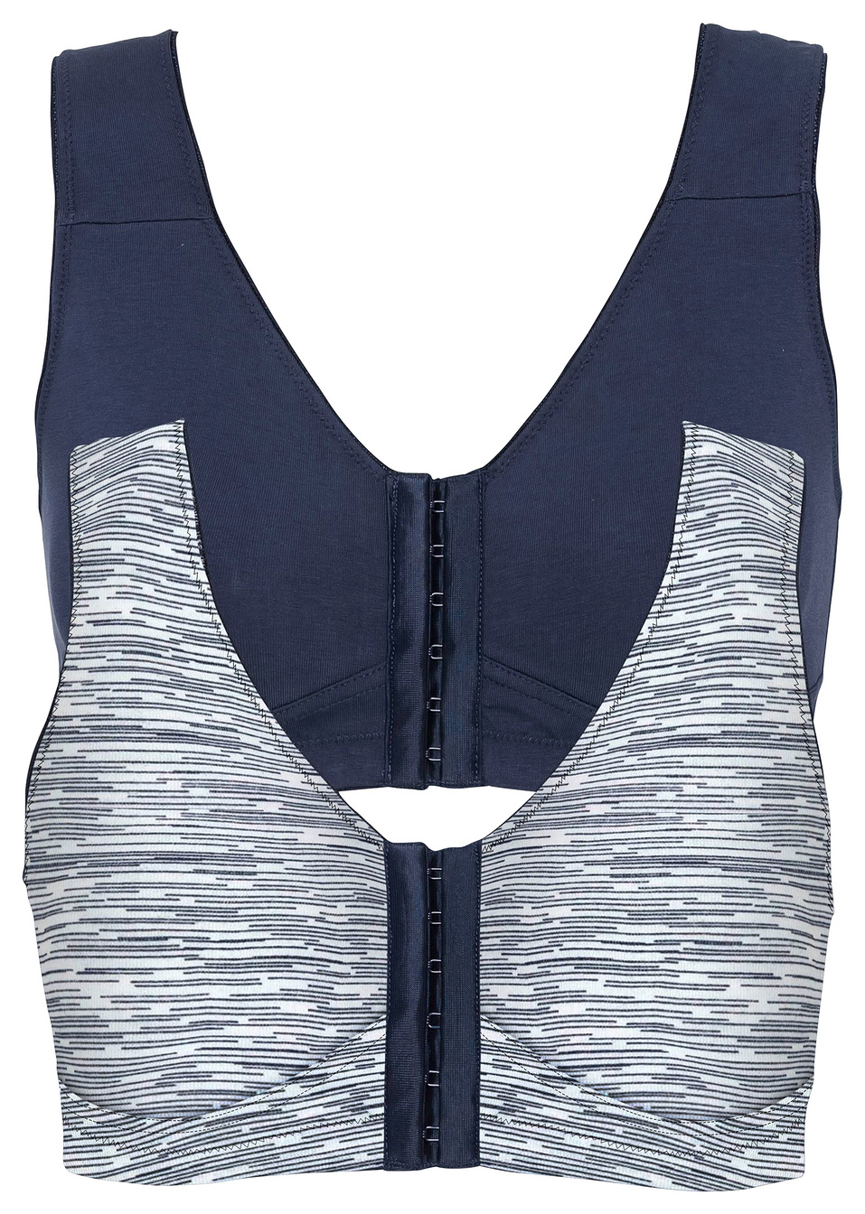 Σουτιέν με κούμπωμα μπροστά (συσκευασία των 2)-Μπλε σκούρο εμπριμέ + Μπλε σκούρο-bpc bonprix collection