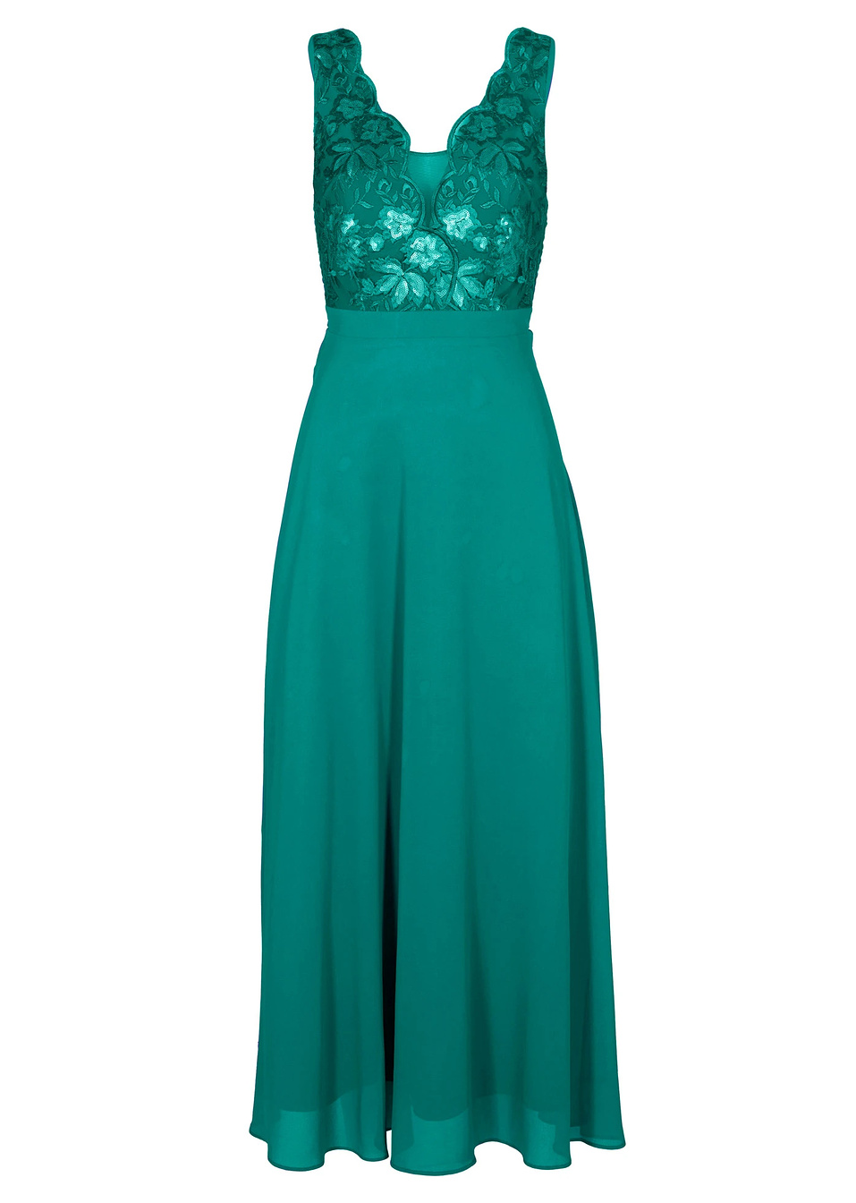 Φόρεμα από σιφόν με παγιέτες Premium-Πράσινο του μπουκαλιού-bpc selection bonprix collection