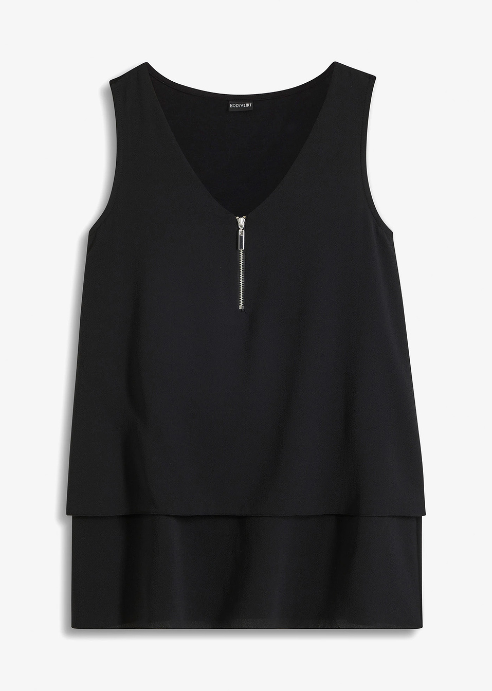 Τοπ με φερμουάρ-Μαύρο-BODYFLIRT