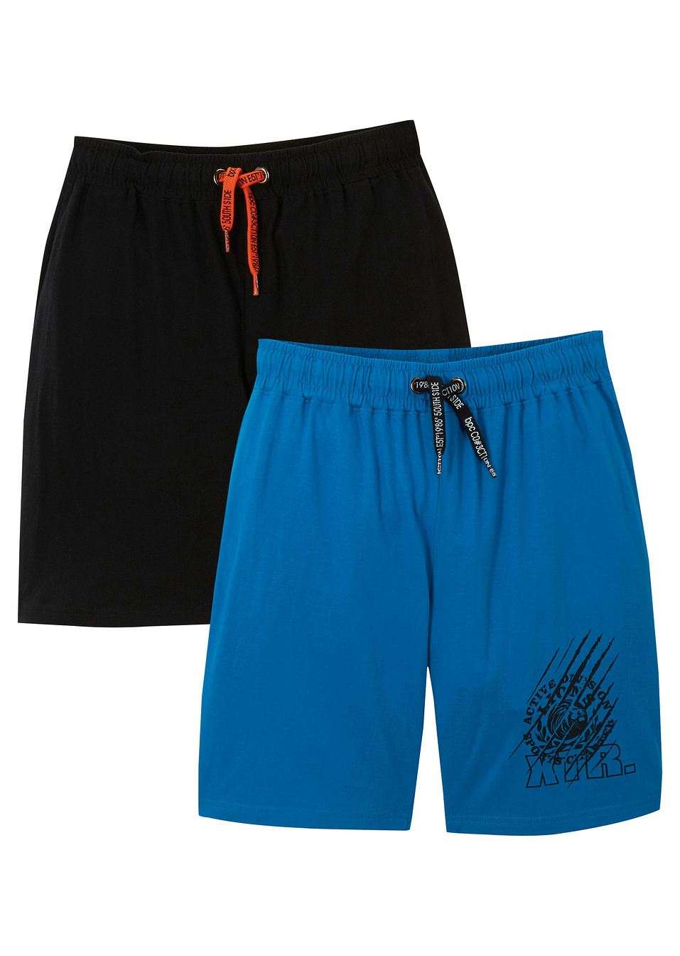 Βερμούδα φούτερ (συσκευασία των 2)-Μαύρο + Μπλε ελεκτρίκ-bpc bonprix collection