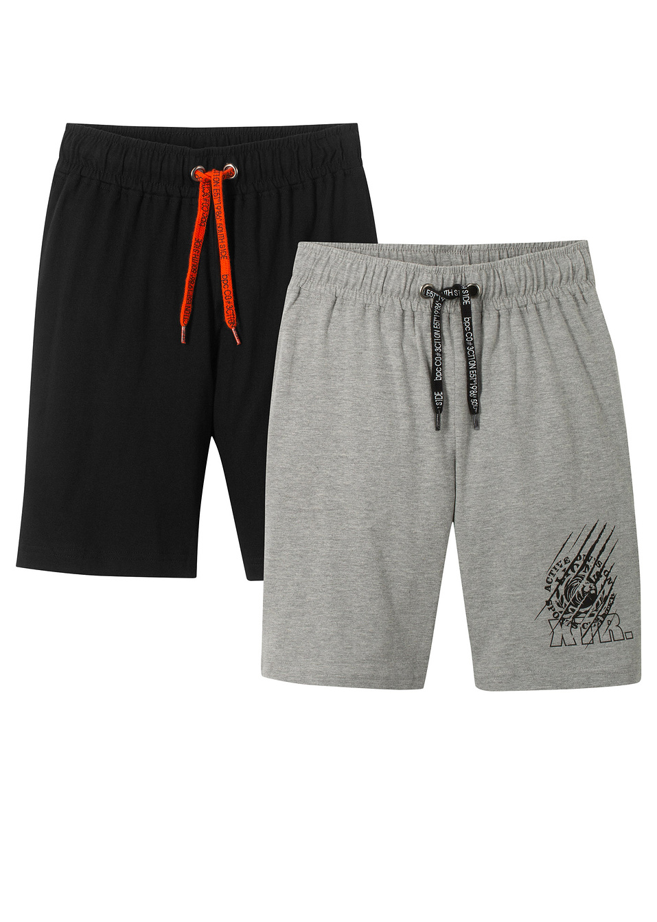 Βερμούδα φούτερ (συσκευασία των 2)-Μαύρο + Γκρι ανοιχτό μελανζέ-bpc bonprix collection