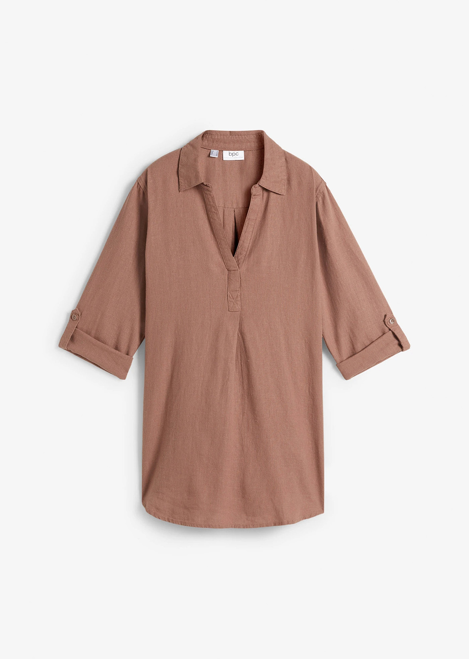 Блуза от смесен лен с 3/4 ръкави-Кестеново кафяво-bpc bonprix collection