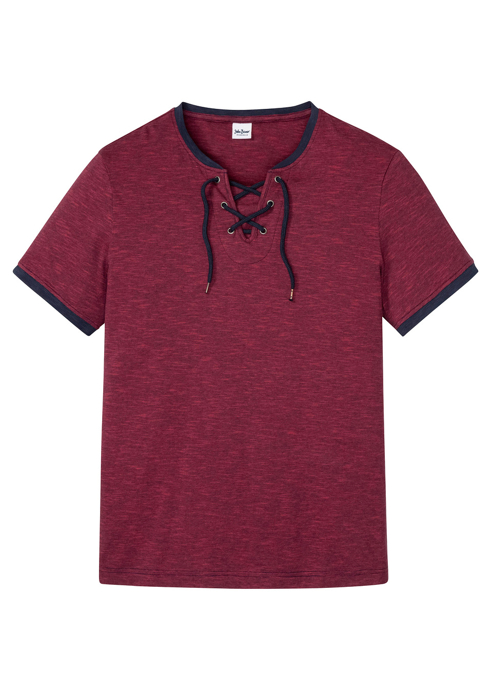 T-shirt με κορδόνια regular fit-Μπλε σκούρο/Κόκκινο σκούρο μελανζέ-John Baner JEANSWEAR