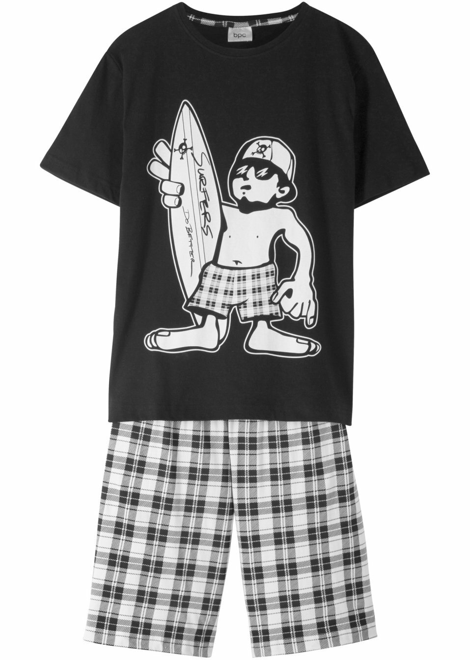 Κοντή πιτζάμα-Μαύρο/Λευκό-bpc bonprix collection