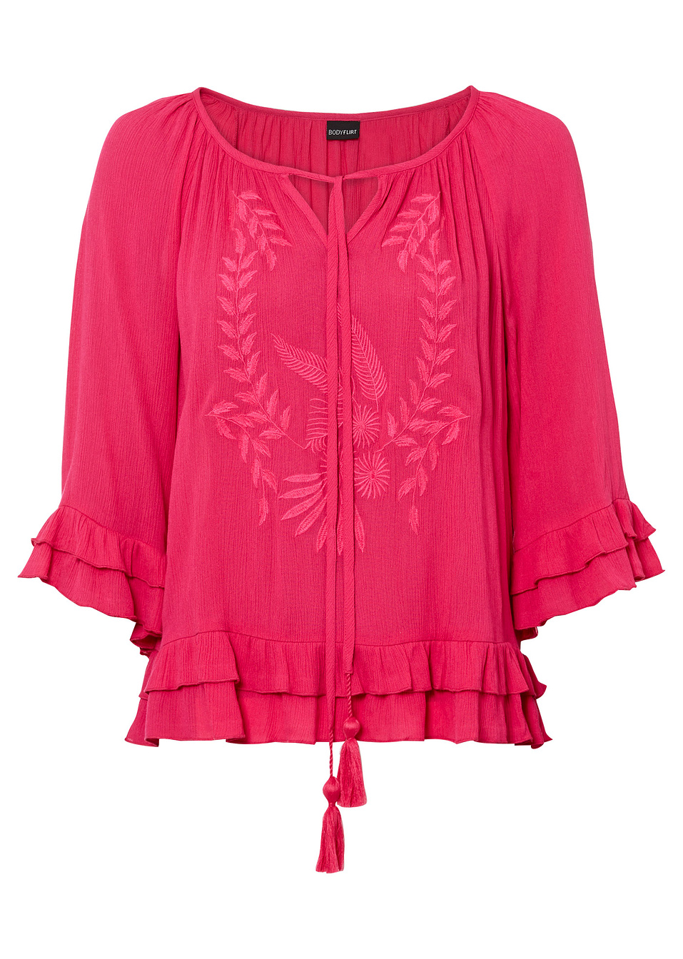 Блуза с бродерия-Цикламено-BODYFLIRT