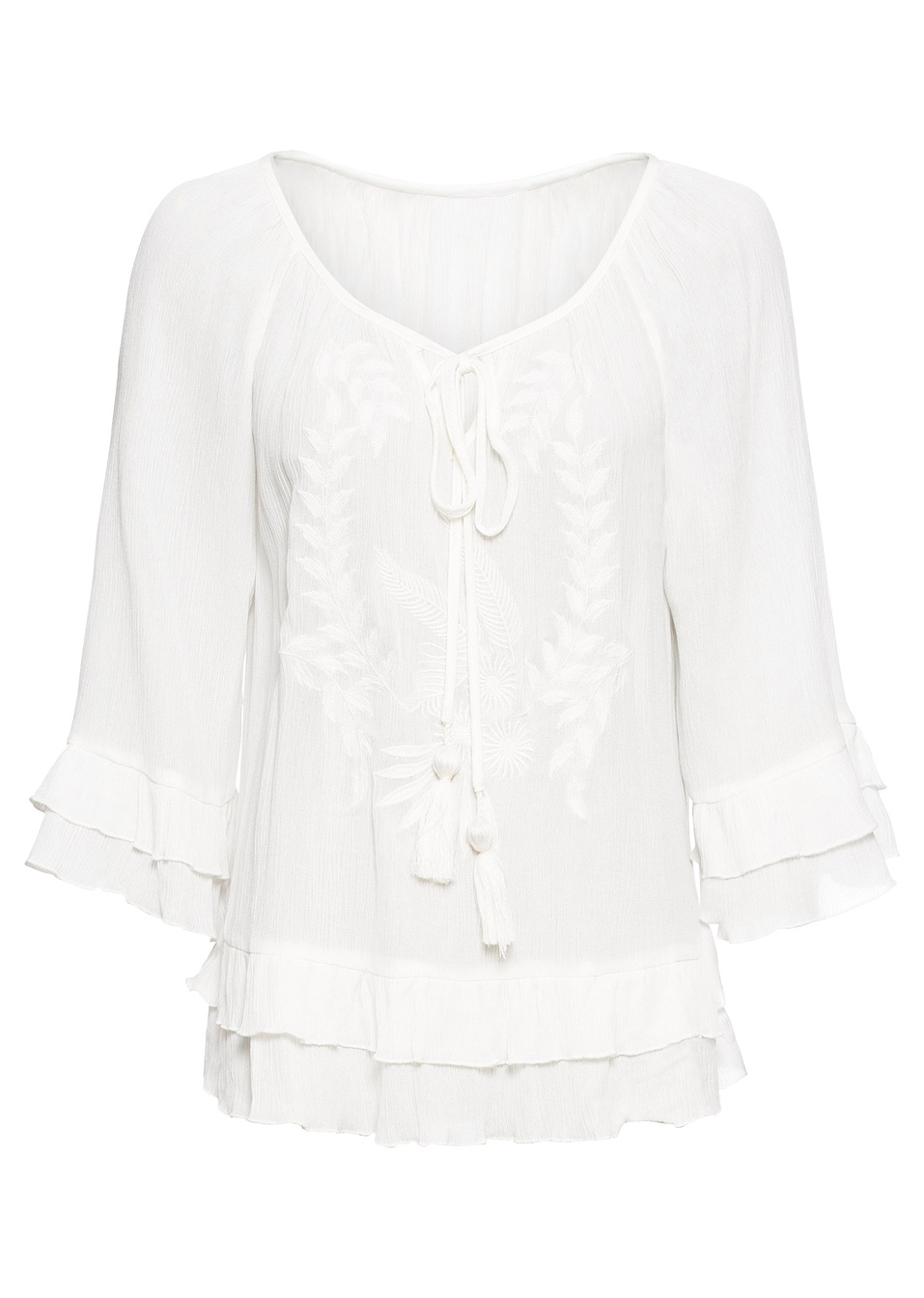 Μπλούζα με κέντημα-Λευκό κρεμ-BODYFLIRT