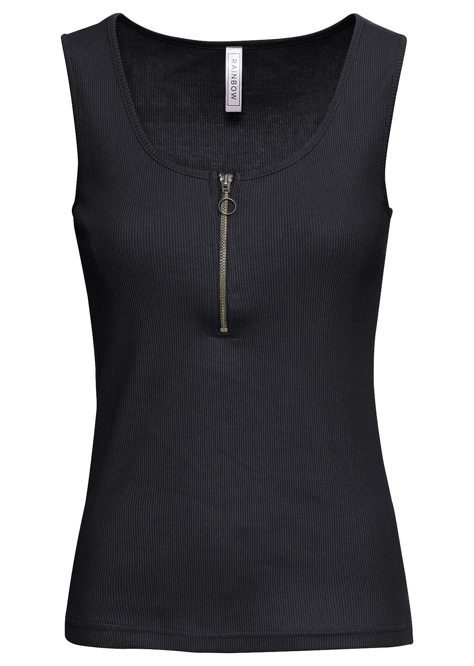 Τοπ με ύφανση ριμπ-Μαύρο-RAINBOW