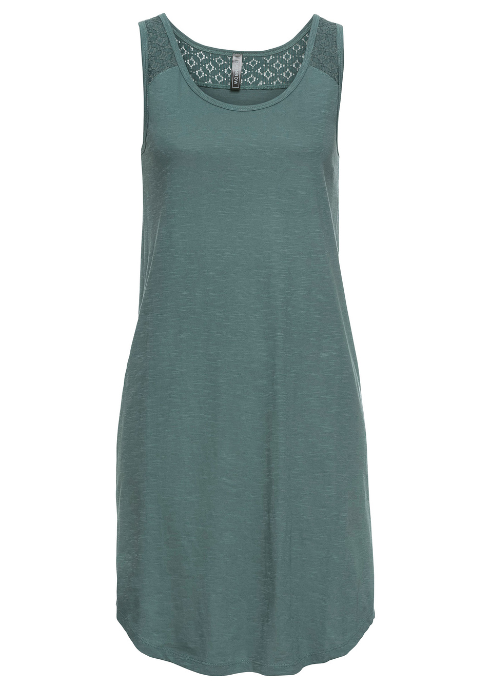 Φόρεμα ζέρσεϊ με δαντέλα-Γκρι-Πράσινο-RAINBOW