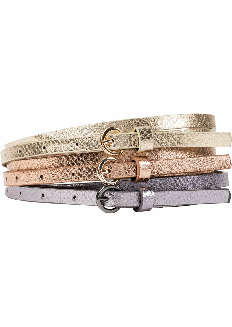 Металически колан (комплект от 3 части)-Златисто + Розово златисто + Сребристо потъмнено-bpc bonprix collection