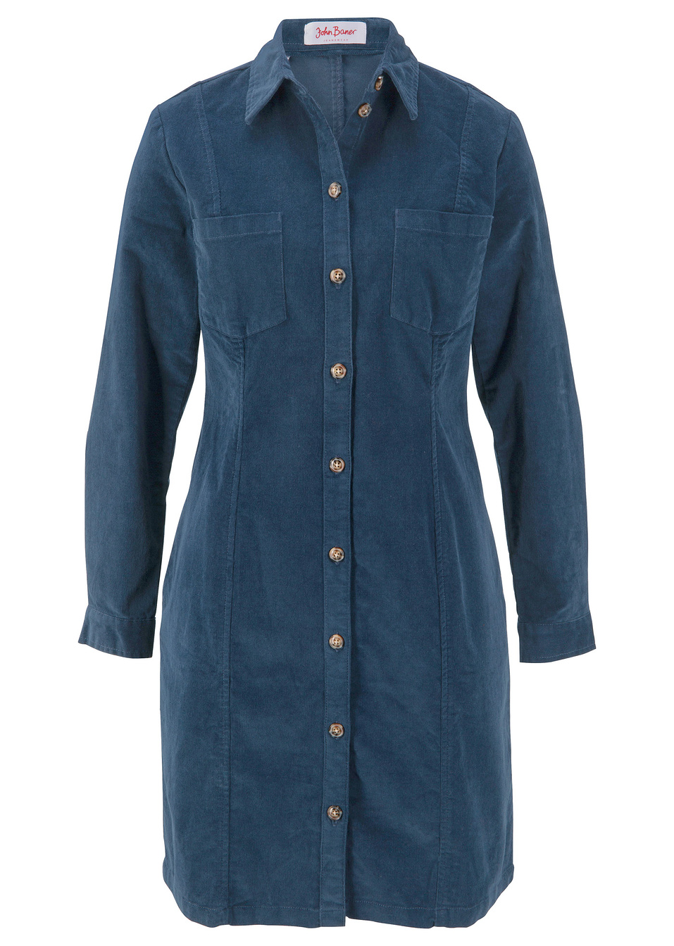 Ελαστικό βελούδινο φόρεμα-Μπλε σκούρο-John Baner JEANSWEAR