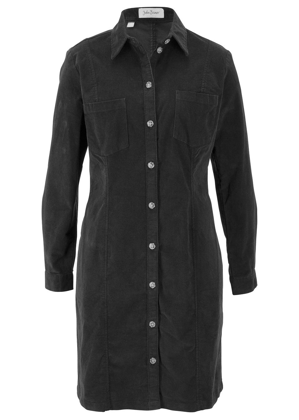 Ελαστικό βελούδινο φόρεμα-Μαύρο-John Baner JEANSWEAR