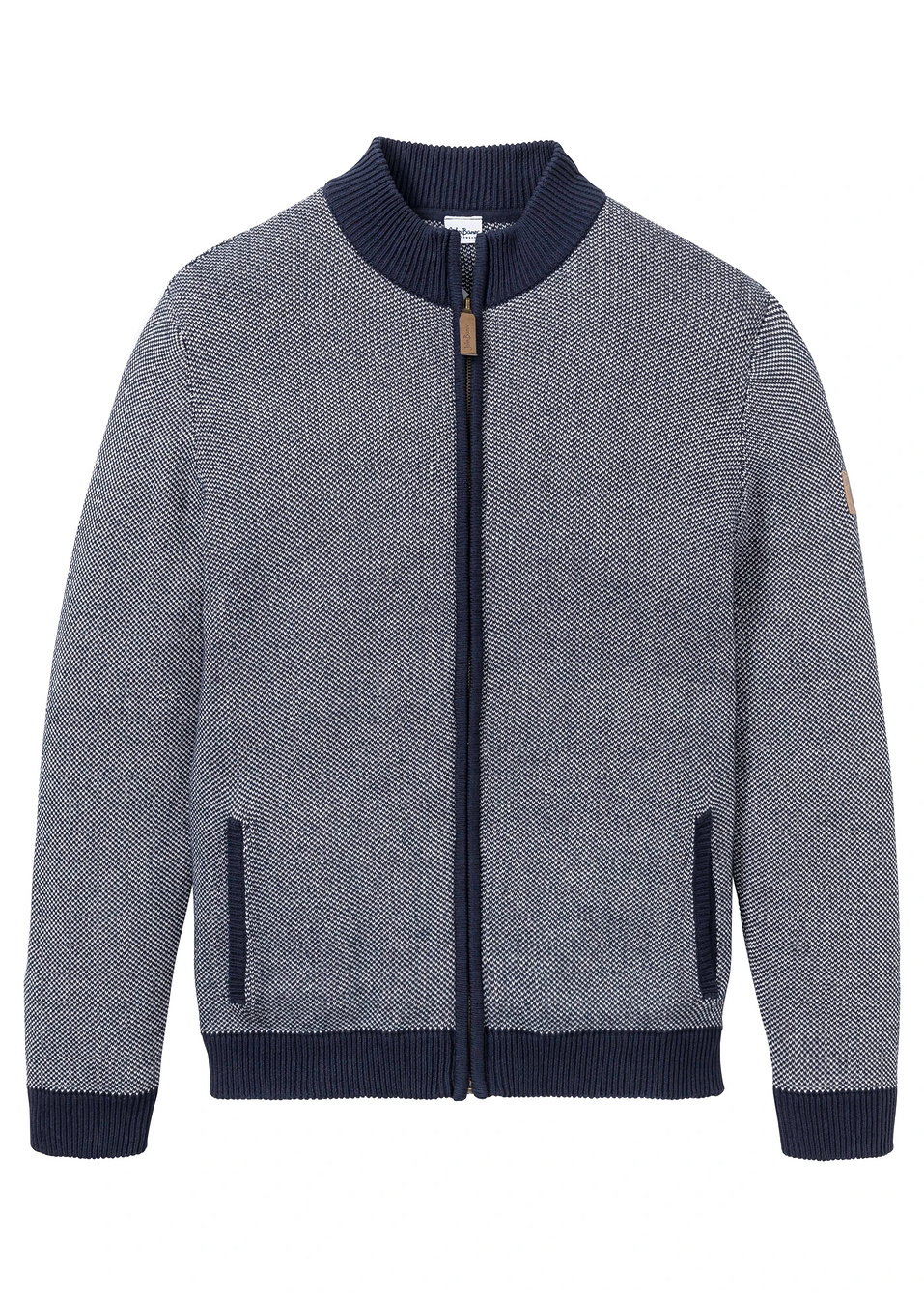 Ζακέτα με ίσιο γιακά-Μπλε σκούρο/Λευκό-John Baner JEANSWEAR