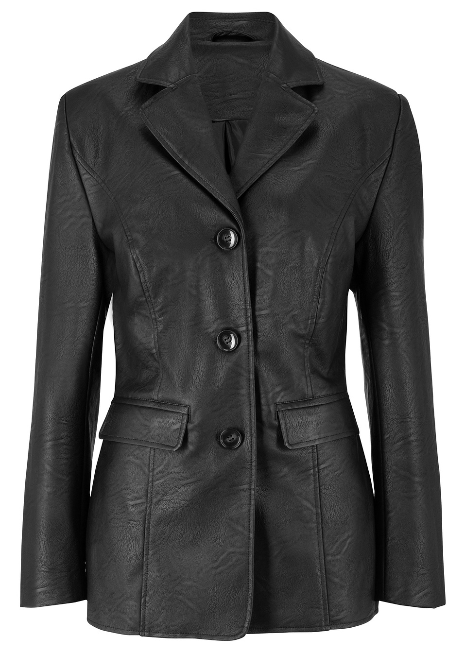 Μακρύ σακάκι από δερματίνη-Μαύρο-bpc bonprix collection