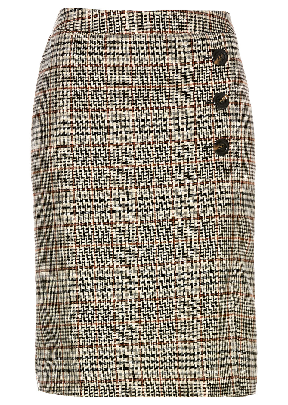 Φούστα σε γραμμή pencil με κουμπιά-Καφέ ανοιχτό πτι καρό-bpc selection bonprix collection