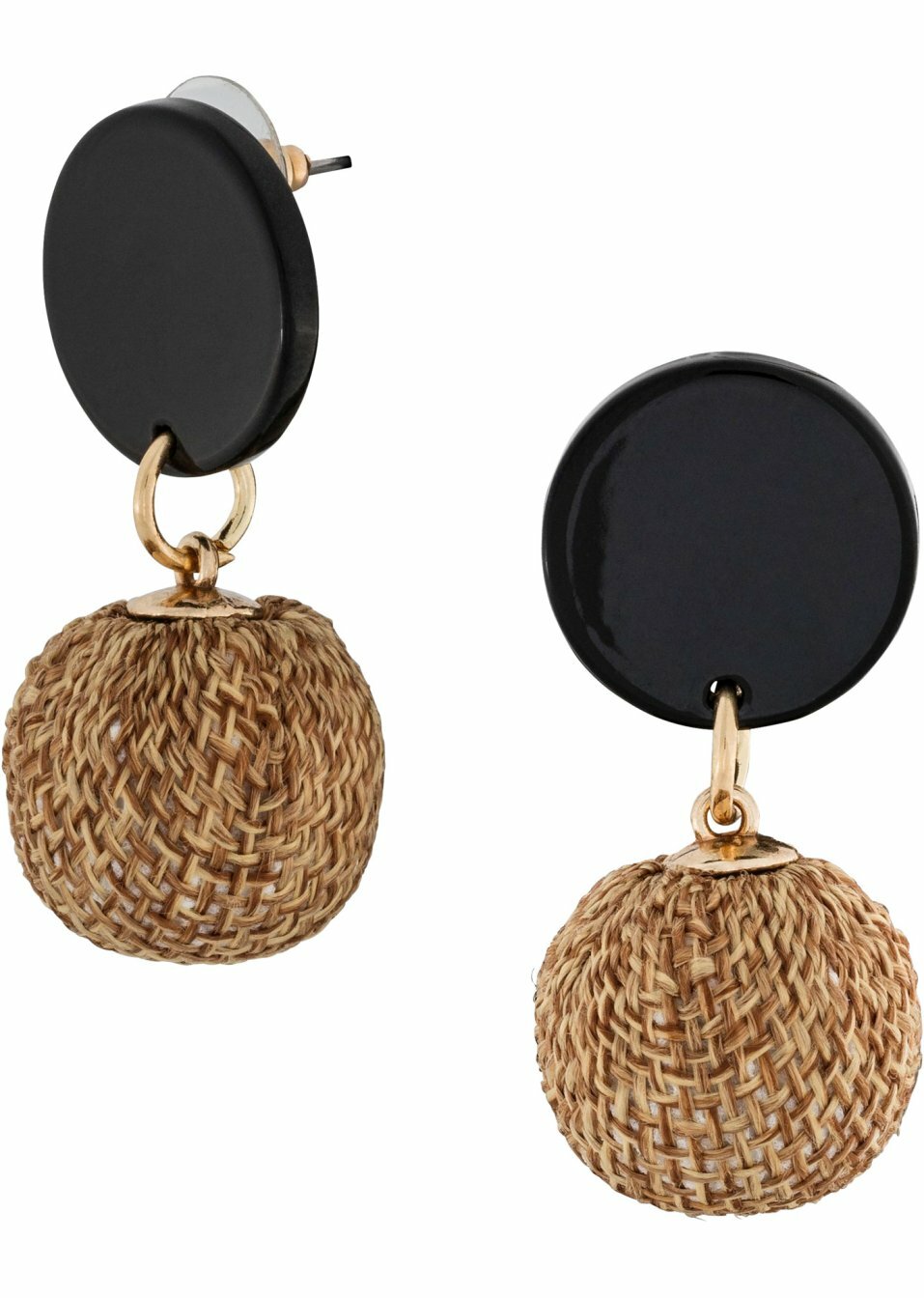 Обици-Черно/Натурално-bpc bonprix collection