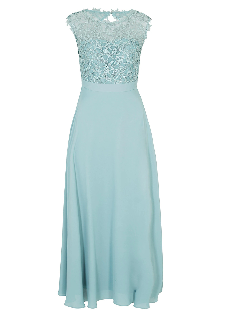 Μακρύ βραδινό φόρεμα με δαντέλα-Μπλε οινοπνευματί-bpc selection premium bonprix collection