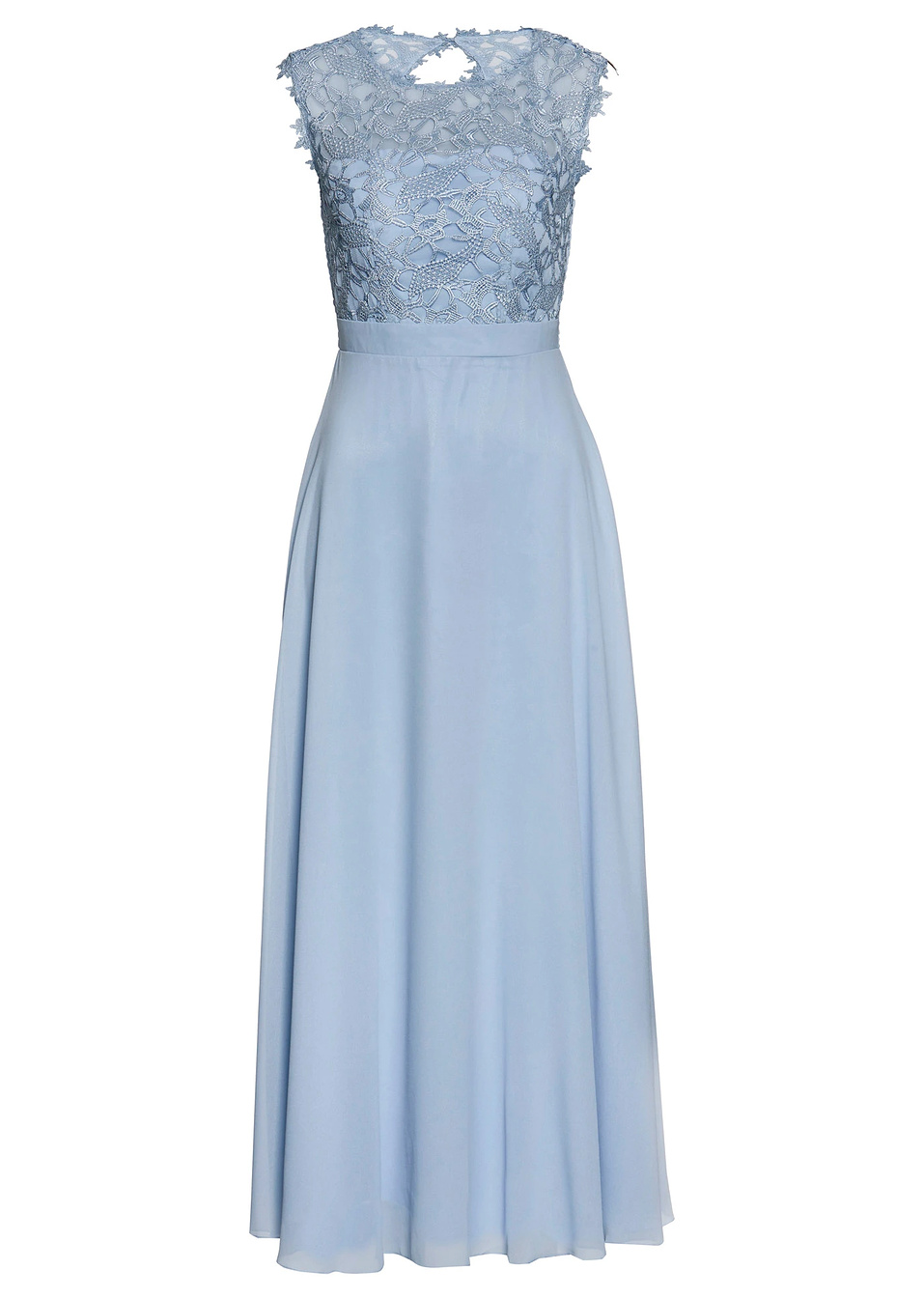 Μακρύ βραδινό φόρεμα με δαντέλα-Γαλάζιο της σκόνης-bpc selection premium bonprix collection